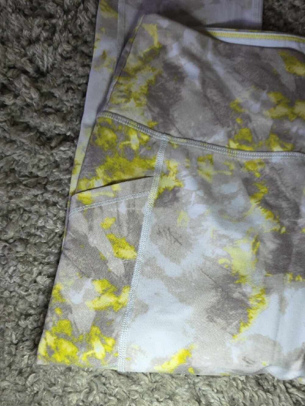 Calvin Klein Performance White Tie-Dye Ankle Leggings with Yellow & Brown - Picture 6 of 7